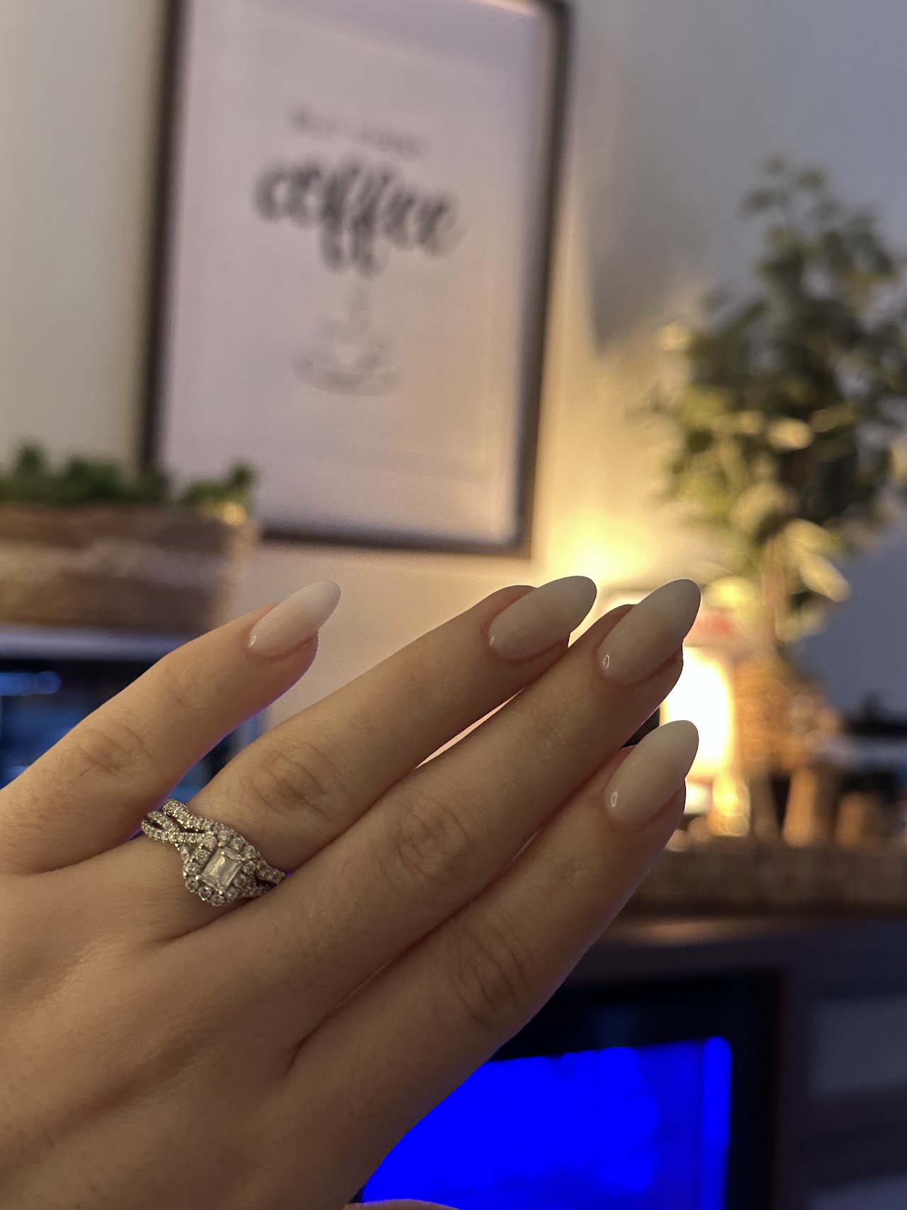 Hand-painted luxury custom nail art featuring subtle marble veins, gold leaf flecks, and ultra-glossy nude apex contouring